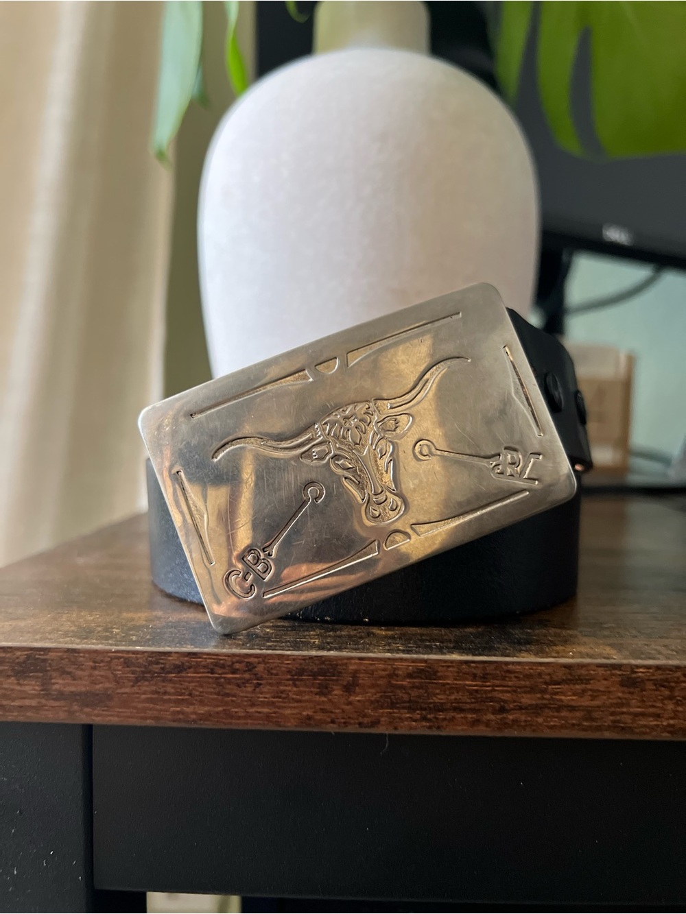 Vintage Chambers Belt Co. Western Longhorn Buckle ONLY, made in USA